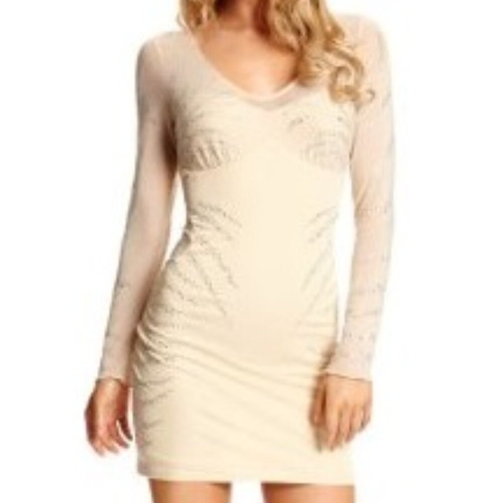 Marciano beige/cream long sleeve sequin Dress